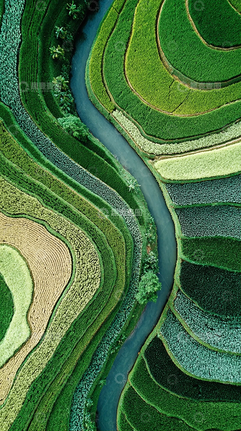 高清大图下载【趣麦麦图】-翠绿梯田如画卷