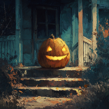 幽暗门前的南瓜