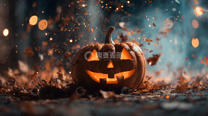 高清大图下载【趣麦麦图】万圣节南瓜灯鬼脸夜景