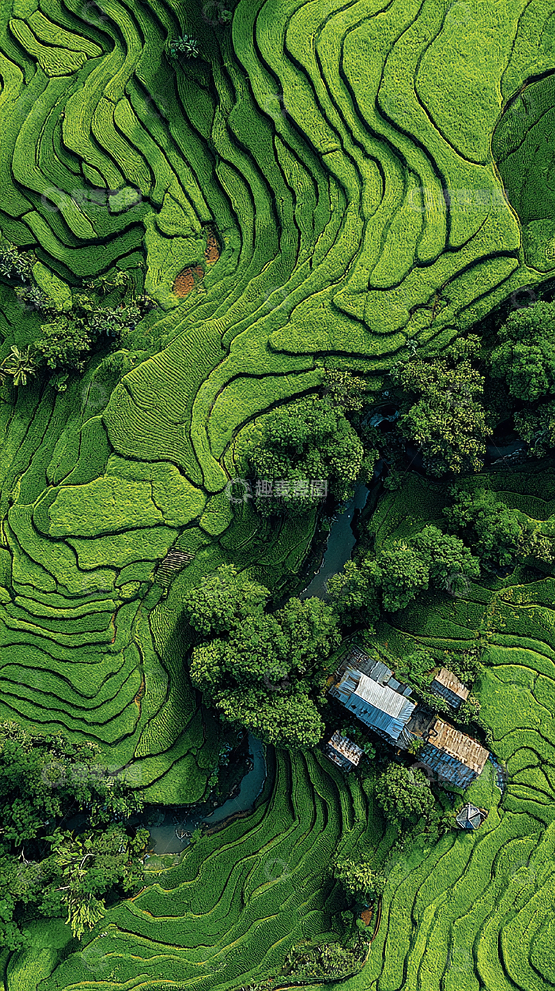 高清大图下载【趣麦麦图】绿意盎然的梯田风光
