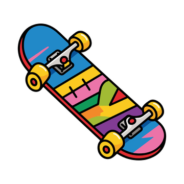 卡通风格彩色滑板插画