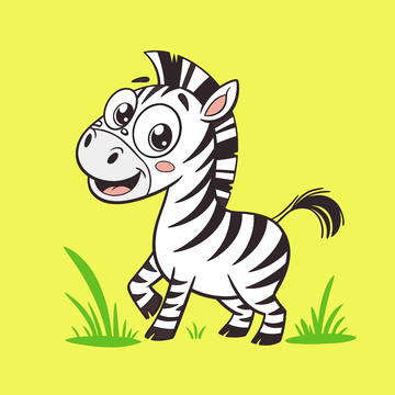 手绘斑马插画插图