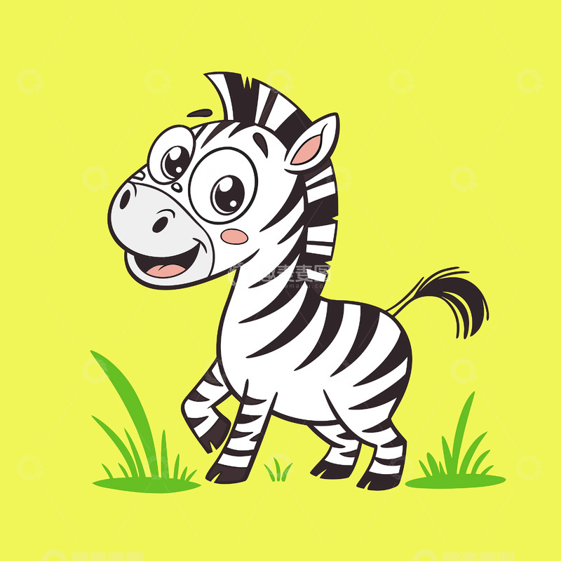 源文件下载【趣麦麦图】手绘斑马插画插图