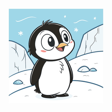 矢量卡通企鹅插画