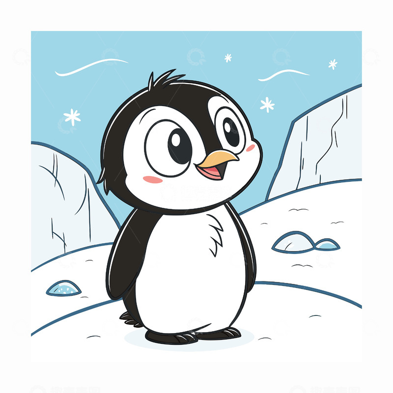 矢量卡通企鹅插画