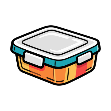 卡通风格饭盒矢量图