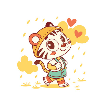 矢量卡通小老虎插画