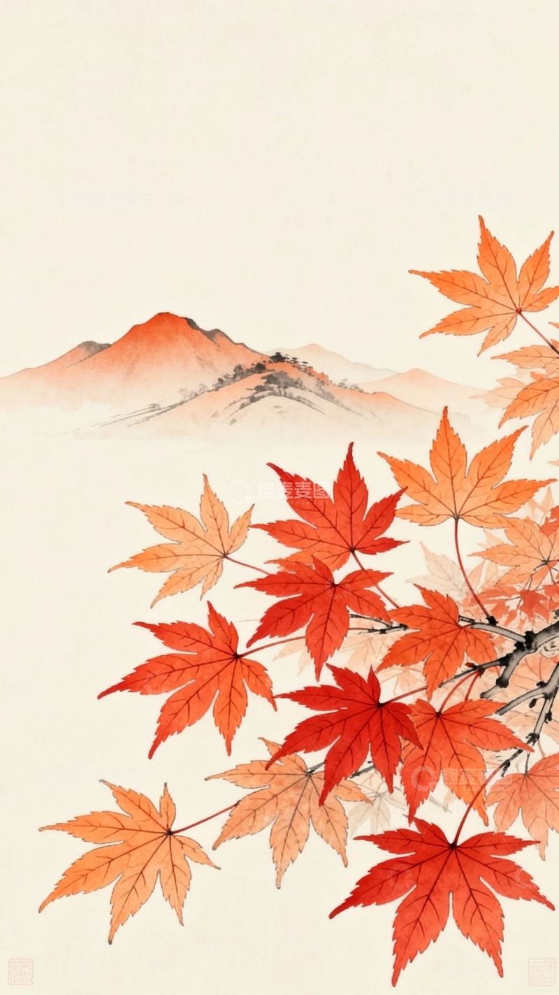高清大图下载【趣麦麦图】工笔画国风秋日背景3
