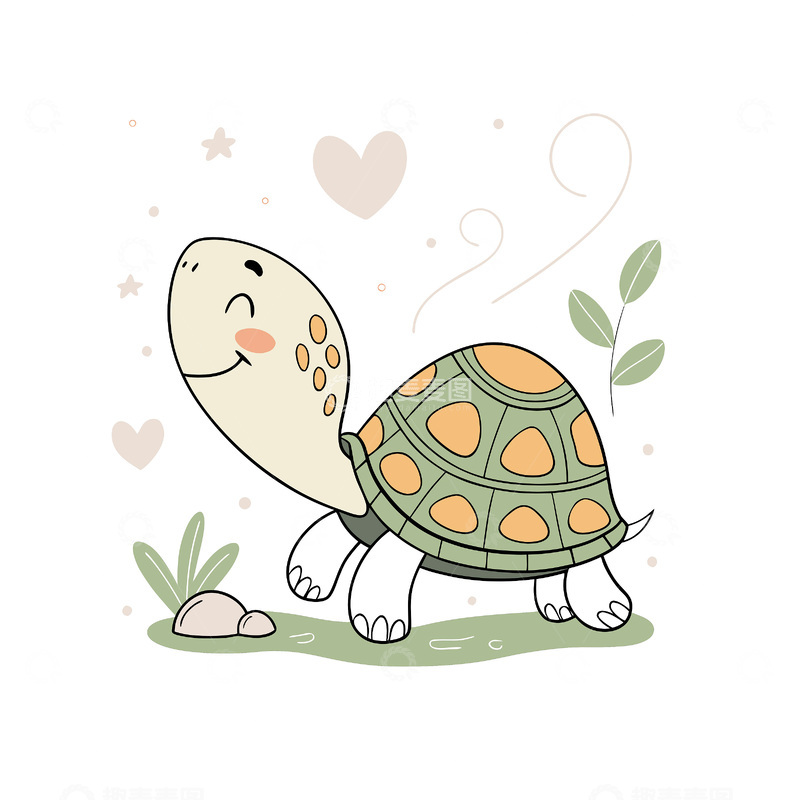 源文件下载【趣麦麦图】卡通可爱乌龟插画