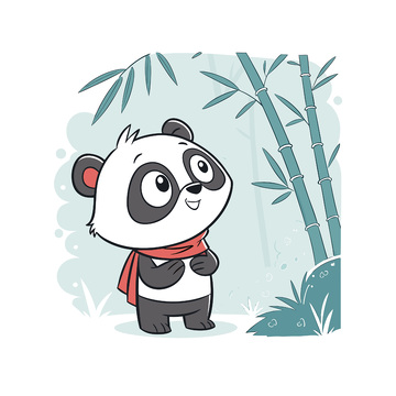 矢量卡通熊猫插画