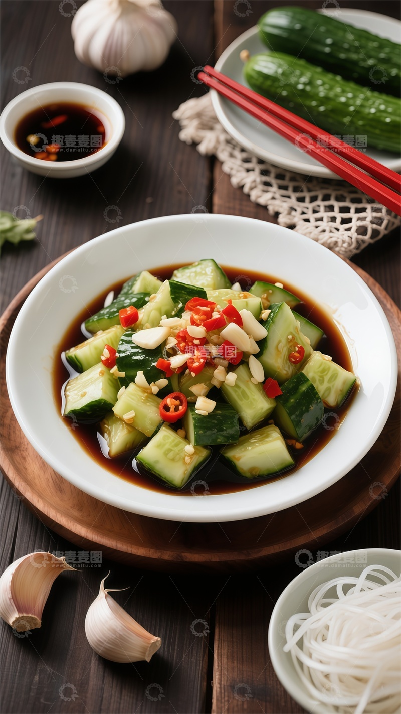 高清大图下载【趣麦麦图】清新黄瓜拌菜美食摄影