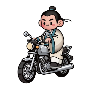 古风骑摩托车卡通插画