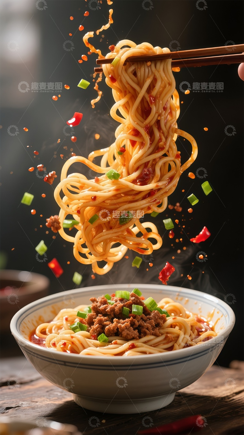 高清大图下载【趣麦麦图】中餐动感面条美食摄影