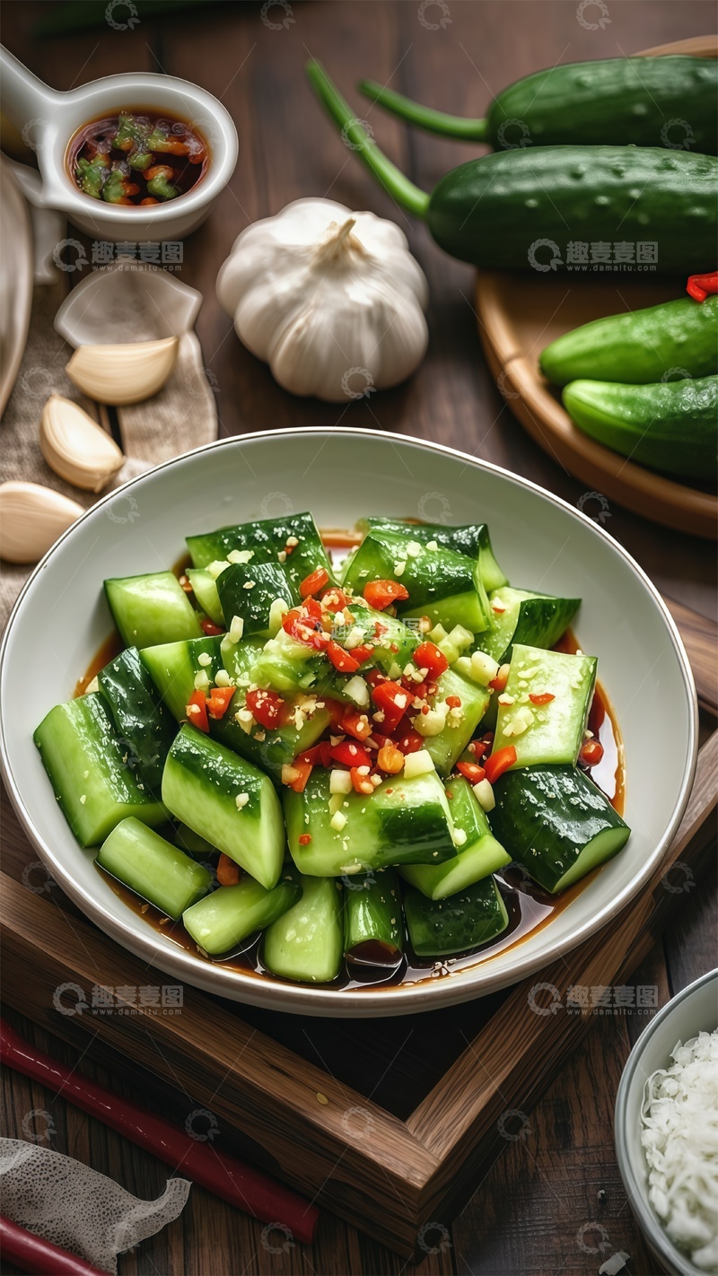 高清大图下载【趣麦麦图】清新黄瓜凉拌菜美食摄影