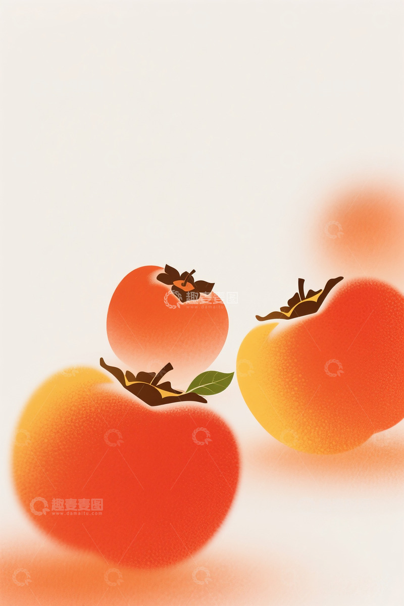 高清大图下载【趣麦麦图】柿子插画风格设计元素2