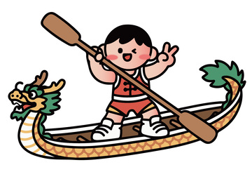 卡通龙舟划手插画