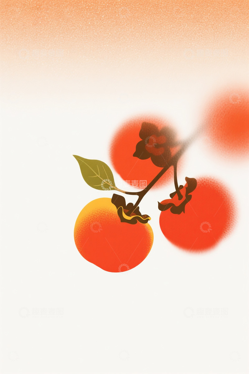 高清大图下载【趣麦麦图】柿子插画风格设计元素1