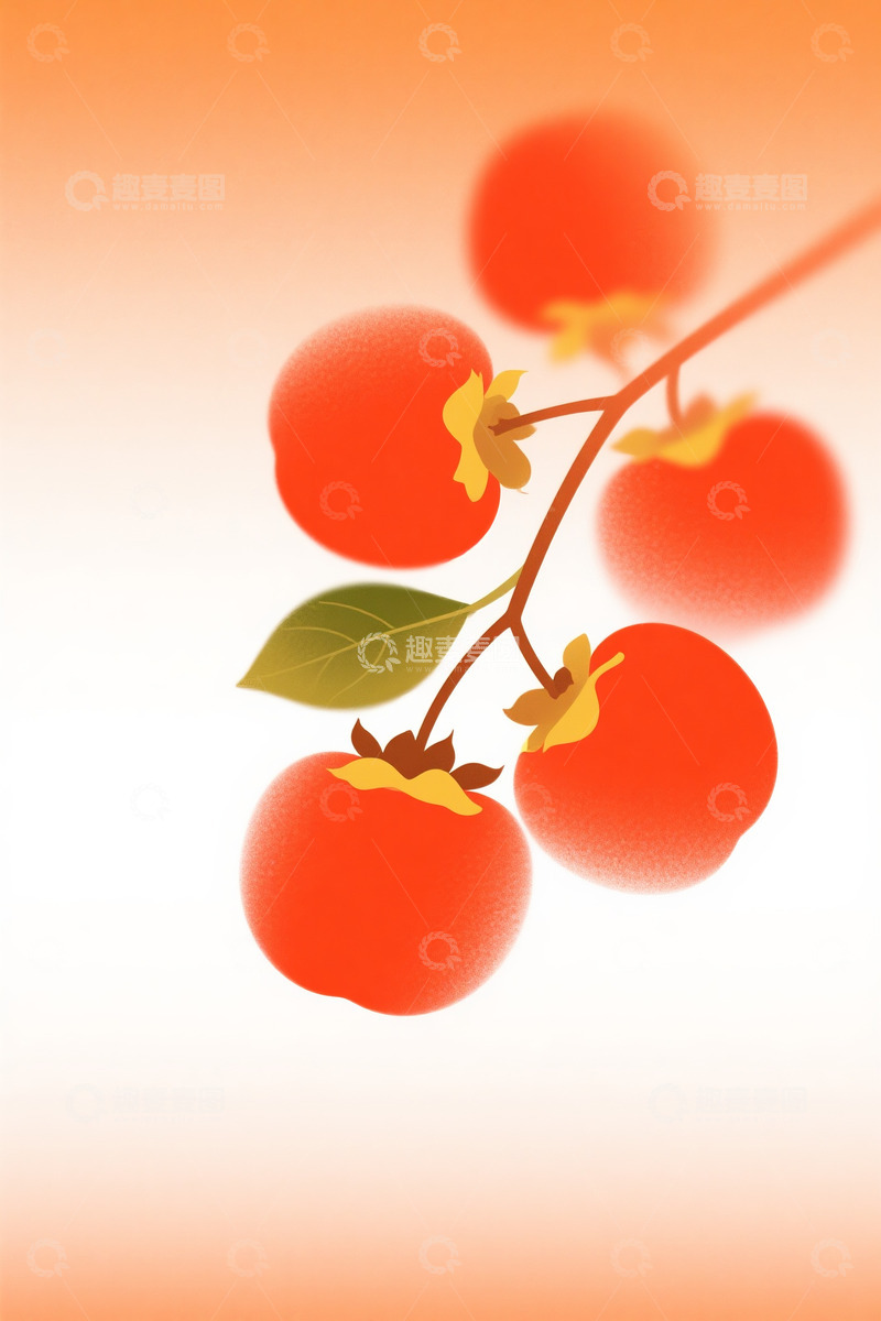 高清大图下载【趣麦麦图】柿子插画风格设计元素5