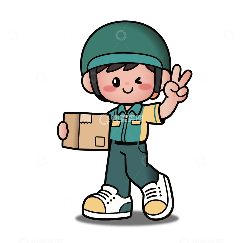 快递员卡通形象矢量插画