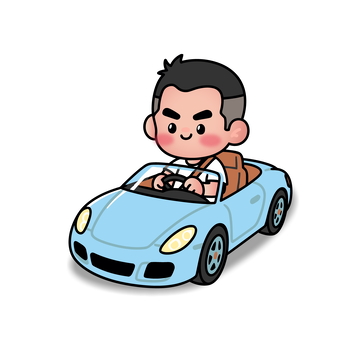 卡通风驾车少年插画素材