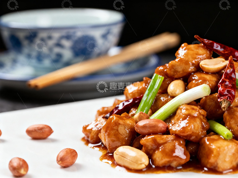 高清大图下载【趣麦麦图】中式美食宫保鸡丁特写