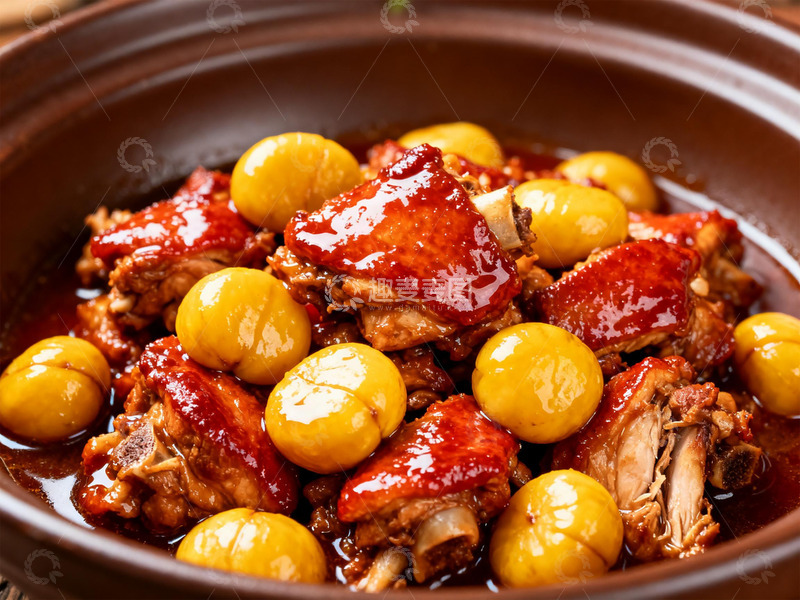 高清大图下载【趣麦麦图】四川名菜板栗烧鸡