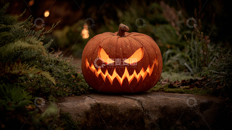 高清大图下载【趣麦麦图】恶魔脸谱南瓜灯光影