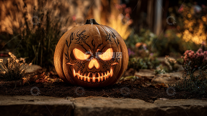 高清大图下载【趣麦麦图】秋夜鬼魅南瓜装饰