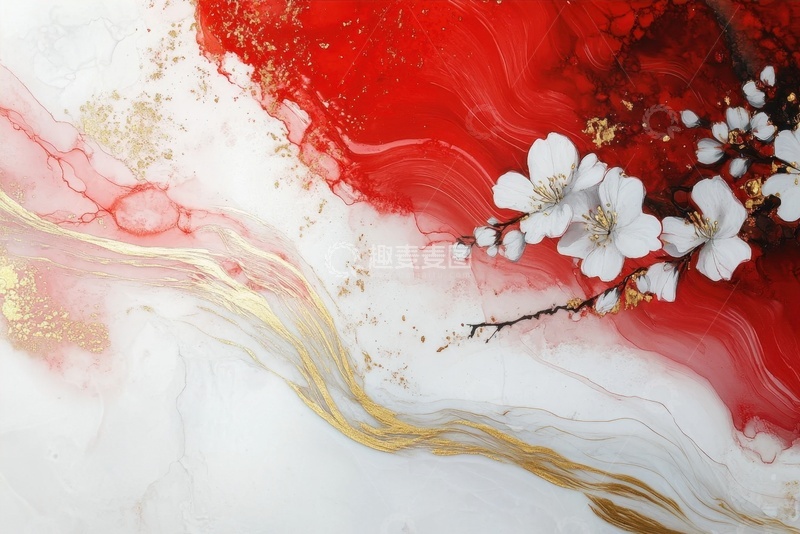 高清大图下载【趣麦麦图】大理石鎏金梅花装饰