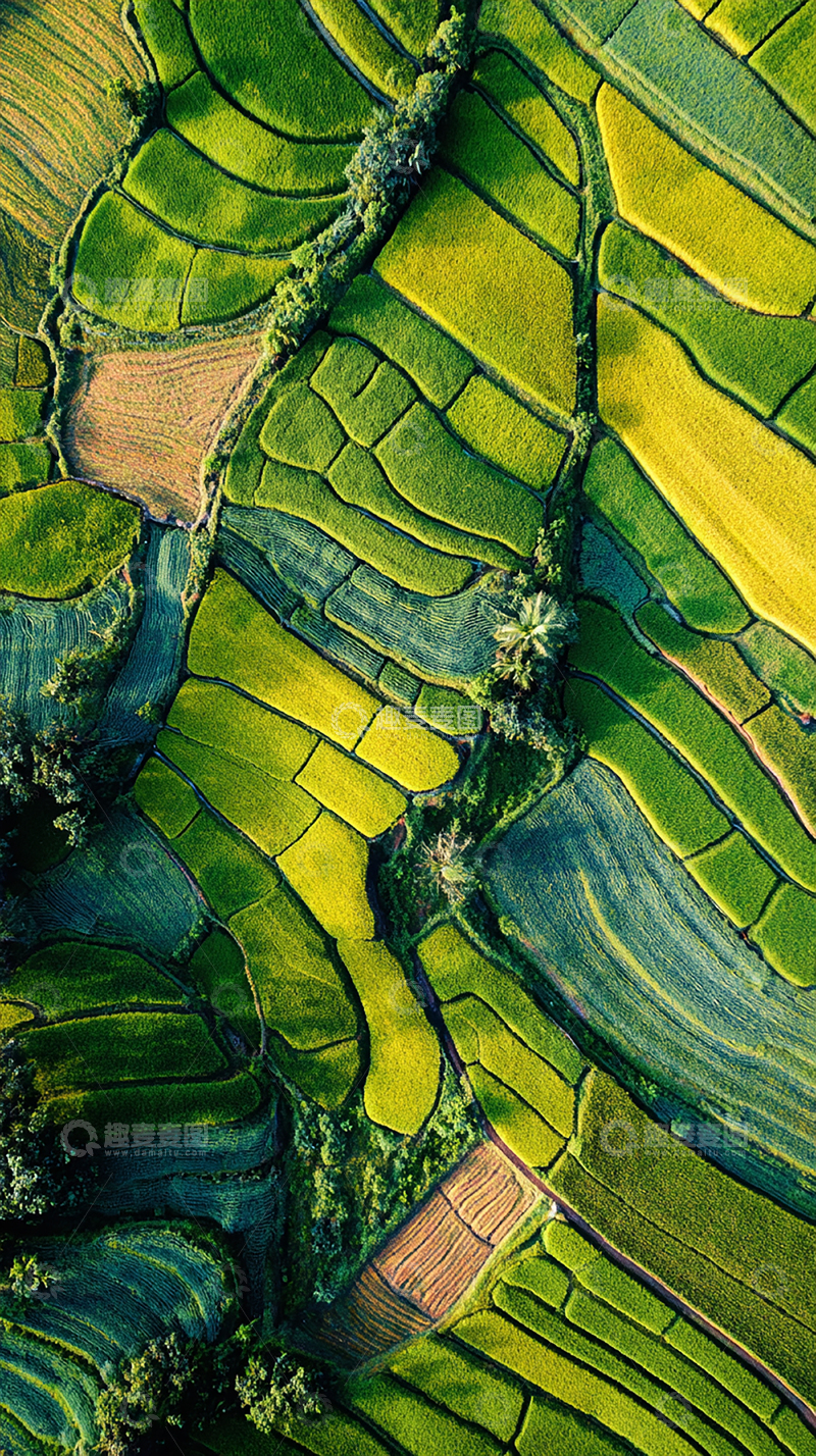高清大图下载【趣麦麦图】-绿色梯田的壮丽景色
