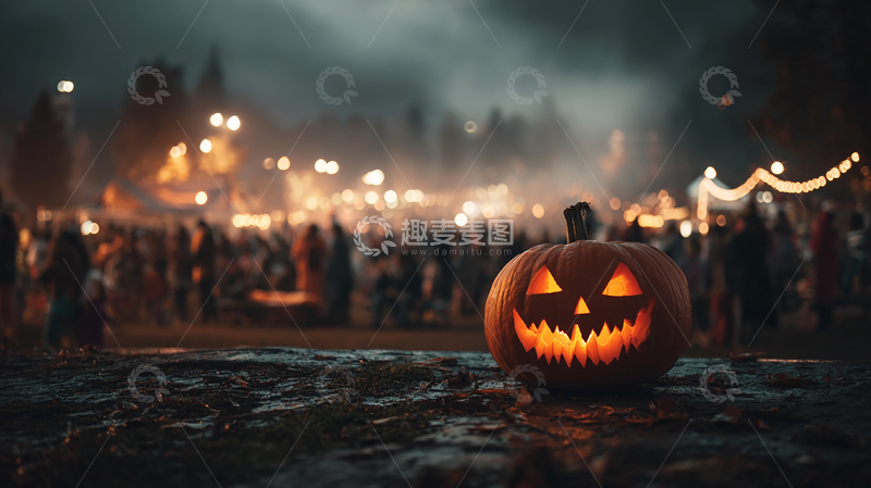 高清大图下载【趣麦麦图】万圣节夜晚南瓜灯光秀