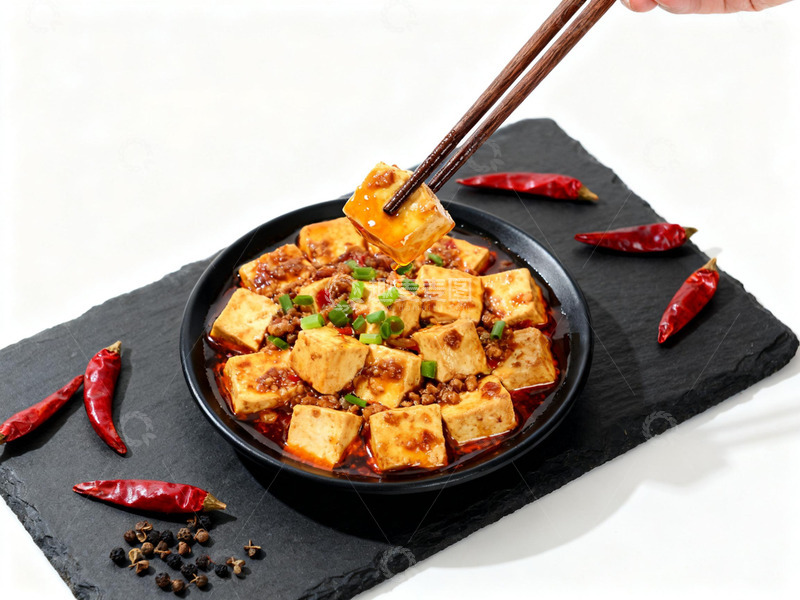 高清大图下载【趣麦麦图】麻辣豆腐美食摄影石板背景