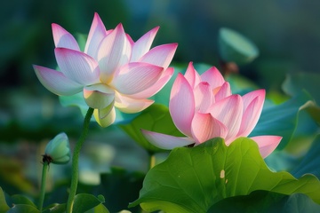 夏季荷塘里盛开的荷花