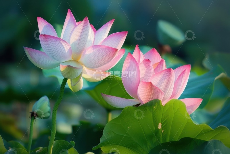 高清大图下载【趣麦麦图】夏季荷塘里盛开的荷花