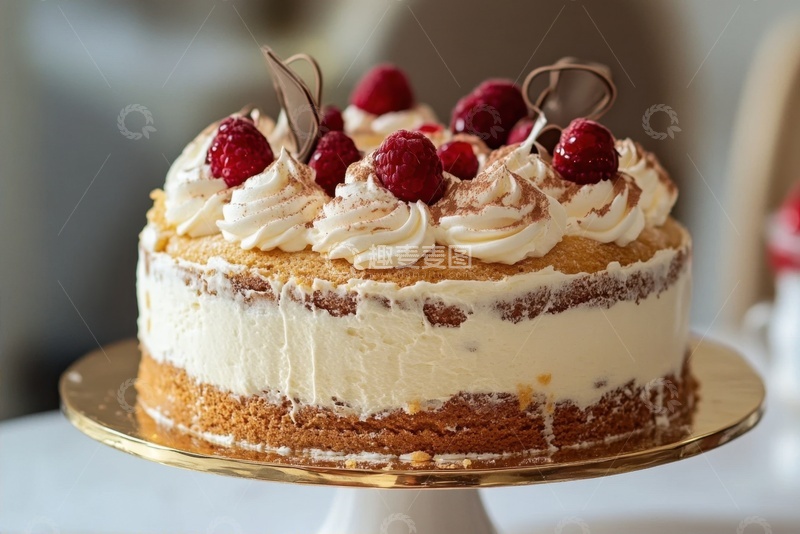 高清大图下载【趣麦麦图】放在桌面上的奶油蛋糕