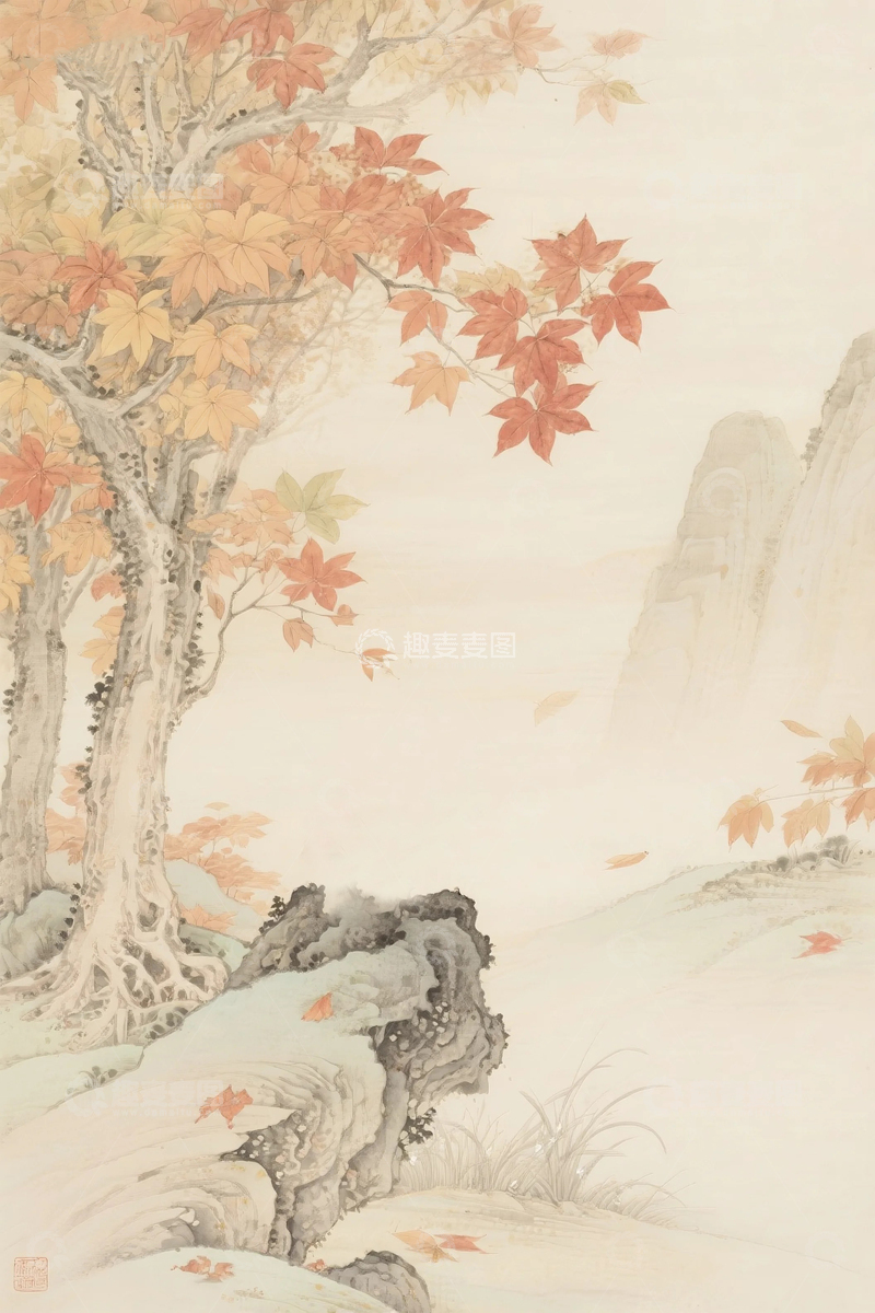 高清大图下载【趣麦麦图】国风秋天背景001