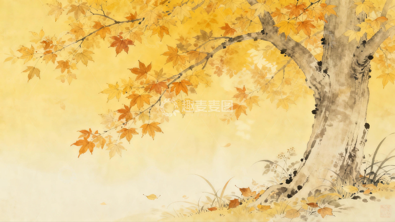 高清大图下载【趣麦麦图】国画秋天背景12