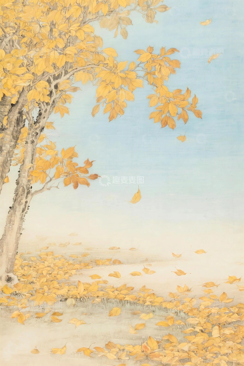 高清大图下载【趣麦麦图】国风秋天背景05