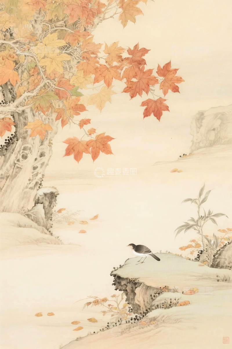 高清大图下载【趣麦麦图】国风秋天背景03