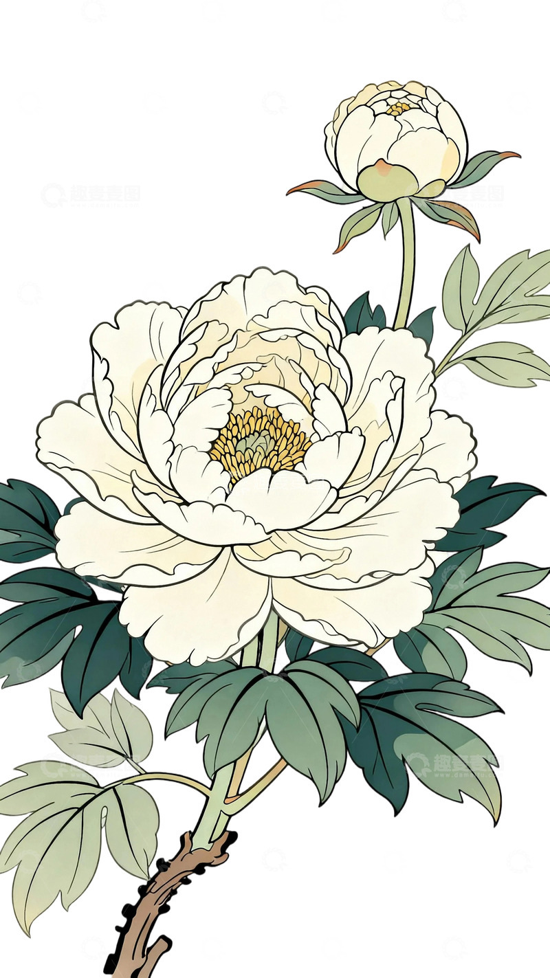 高清大图下载【趣麦麦图】工笔画牡丹图8