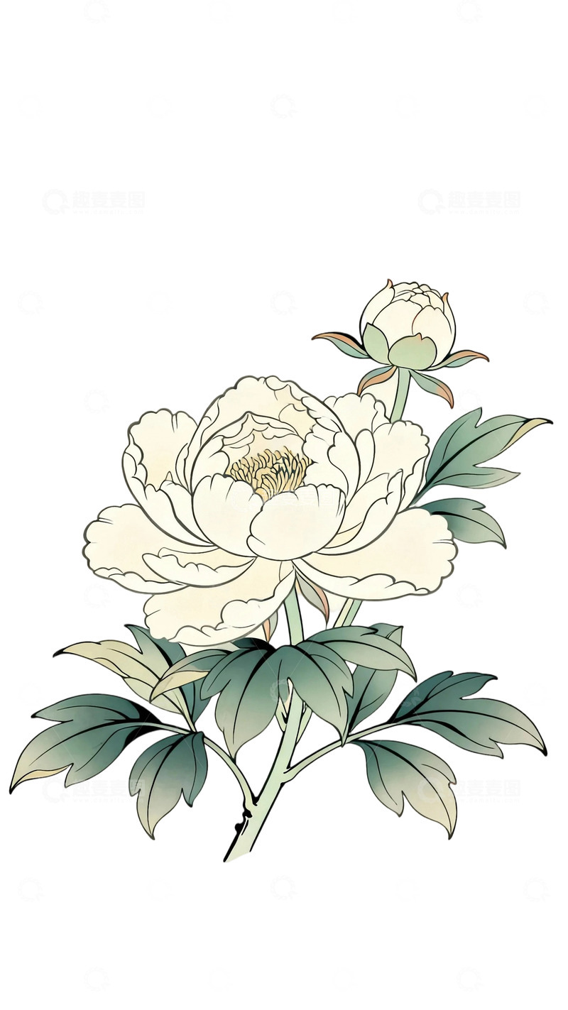 高清大图下载【趣麦麦图】工笔画牡丹图17
