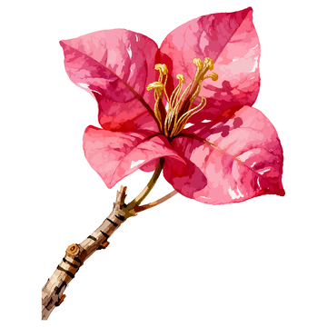 水彩风格三角梅花朵插画素材