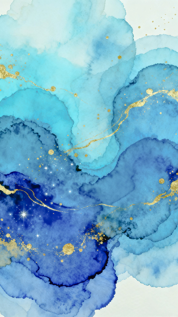 蓝金抽象水彩画背景设计素材