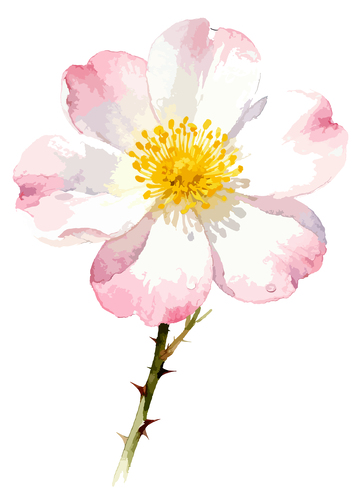 水彩粉色月季花卉插画