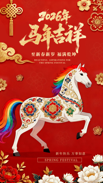 2026马年吉祥新春海报设计