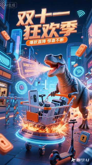 恐龙 双十一赛博朋克购物狂欢季