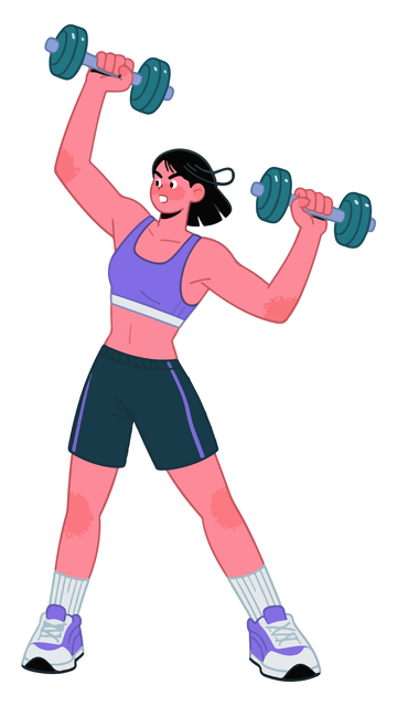 健身女性哑铃锻炼插画