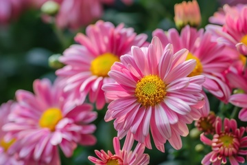 盛开的粉色花丛植物