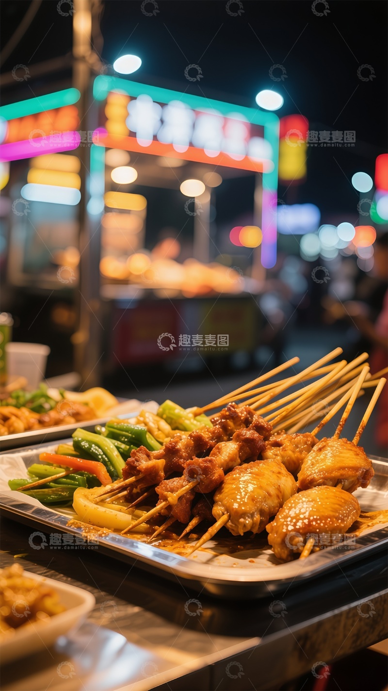 高清大图下载【趣麦麦图】夜市烧烤美食摄影