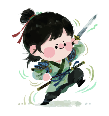 古风武侠小女孩插画设计素材